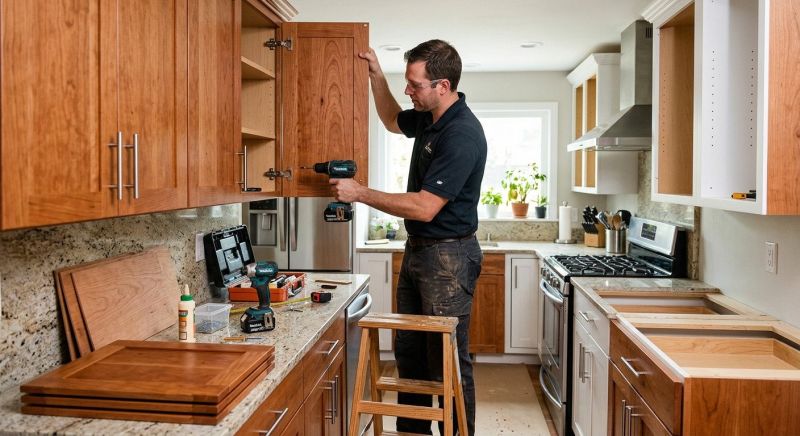 Cherry Cabinet Refacing in Austin, TX